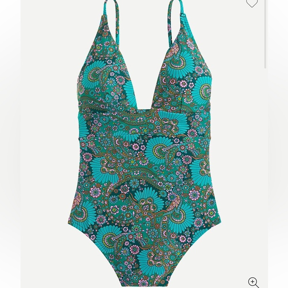 J. Crew  Women's Plunge V-neck One-piece in Paisley - Size 8